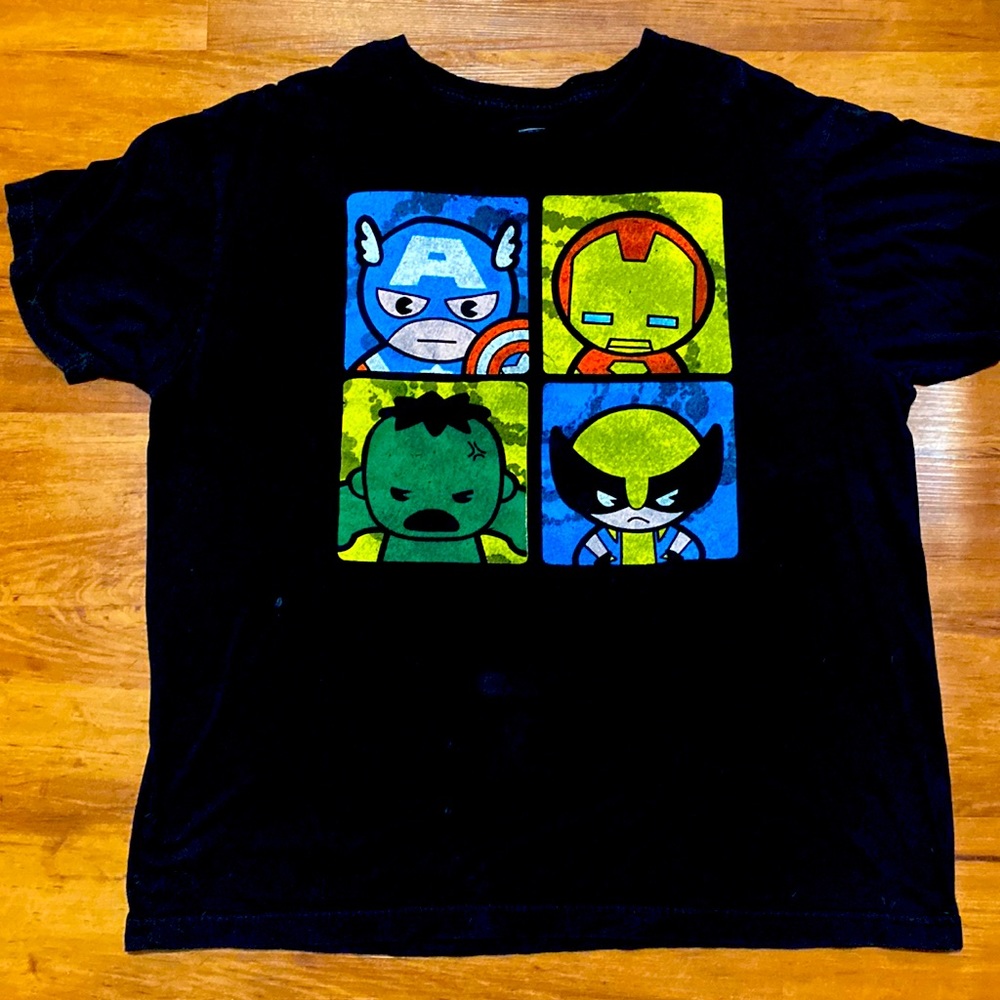 Adorable Marvel TShirt featuring the big four